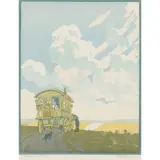 Hall Thorpe, The Caravan, woodcut with gouache additions