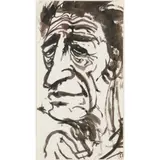 Brett Whiteley, Alberto Giacometti, ink on paper