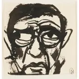 Brett Whiteley, Jean Paul Sartre, ink on paper