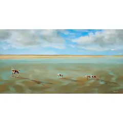 Lin Onus, Wax Dogs on Lake Eyre, 1989, synthetic polymer paint on canvas