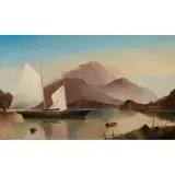 Haughton Forrest, (Yacht and Mountains), oil on canvas laid on board