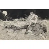 The Water Baby's Cradle by Ida Rentoul Outhwaite, ink and wash on card, double-sided, sold Mar 2025