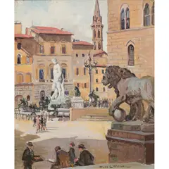 Dora L. Wilson, Piazza Della Signoria, Florence, 1928, oil on canvas on panel