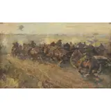 Harold Septimus Power, (Soldiers with Cart over the Hill), oil on canvas laid on wooden panel