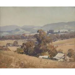 Robert Johnson, Smoke Haze Yackandandah, oil on canvas laid on board