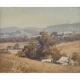 Robert Johnson, Smoke Haze Yackandandah, oil on canvas laid on board