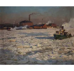 Friedrich Kallmorgen, Hamburg Harbour in Ice, 1907, oil on canvas