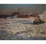Friedrich Kallmorgen, Hamburg Harbour in Ice, 1907, oil on canvas