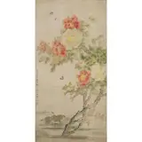 Ma Yuanyu, Peonies and quails,, ink and colour on paper,