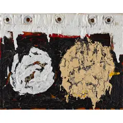 Lost Worlds by Elwyn Lynn, 1991, mixed media on canvas, sold Dec 2024