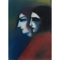 Figures in Profile by Robert Dickerson, pastel on paper, sold Dec 2024
