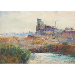 Frederick McCubbin, Towards Melbourne (The Old Stone Crusher), c.1912, oil on paper laid on board