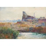 Frederick McCubbin, Towards Melbourne (The Old Stone Crusher), c.1912, oil on paper laid on board
