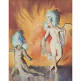 Norman Lindsay, (Two Dancers), watercolour on paper