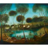 Pro Hart, (Miners), oil on composition board