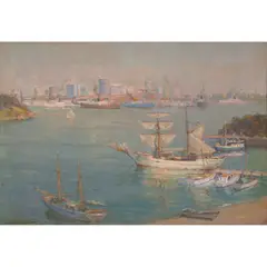 James Ranalph Jackson, Sydney Harbour, oil on canvas on board