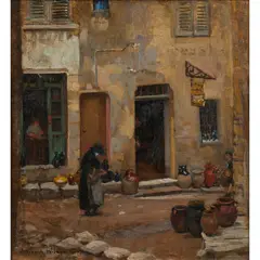 The Little Shop, St. Paul by Dora L. Wilson, 1927, oil on canvas on board, sold Sep 2024