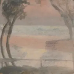 Clarice Beckett, Soft Evening, oil on board, double-sided