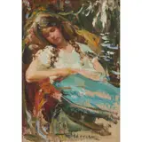 Josephine Muntz Adams, Portrait of a Resting Girl, oil on canvas