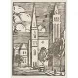 Eveline Winifred Syme, Collins Street, Melbourne, c.1927, woodcut, edition of 50