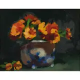Sybil Craig, Marigold Still Life, oil on board