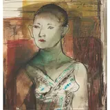 Constance Stokes, Memory Sketch from Women in Train, watercolour, pen and ink on paper