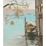 Amalie Colquhoun, Boatshed, Newport, NSW, oil on board