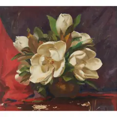 Violet McInnes, Magnolia Still Life, 1939, oil on canvas on board, in original John Thallon frame