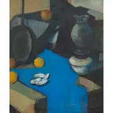 Eileen Berndt, Still Life with Pieces of Coconut, oil on masonite, double-sided