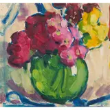 Peggy Crombie, Still Life in Green Vase, 1939, oil on canvas laid on paper