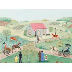 Sunday in the Country by Roma Higgins, oil on board, sold Sep 2024