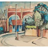 Margaret Francis, Tram Depot Hawthorn, watercolour and ink on paper
