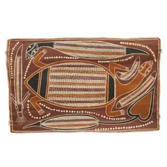 Don Gundinga, Bandam – The Long Necked Tortoise, natural pigments on bark