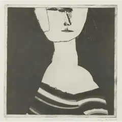 Personage with Striped Dress by George Baldessin, 1969, etching and aquatint, ed. A/P, sold Nov 2024