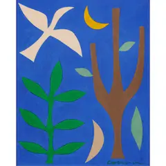 John Coburn, White Bird and Moon, 1975, oil on board