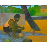Ray Crooke, Husking, Islander with Coconut