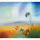 David Boyd, Wimmera Landscape with Merric's Emus, Cow And Birds