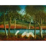 Waterbirds by Pro Hart, oil on board, sold Jun 2024