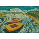 Florence Shirlow, Boats at Rest, oil on board