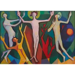 Ascension by Nancy Borlase, 1959, oil on board, sold Jun 2024