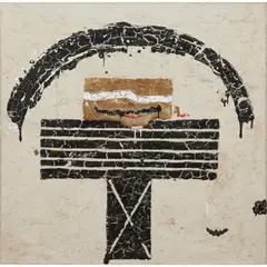 Embattled Cross and Rainbow by Elwyn Lynn, 1985, mixed media on canvas, sold Jun 2024