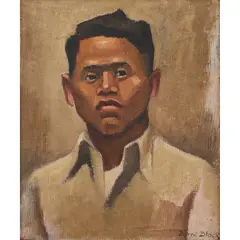 Dorrit Black, Portrait of Rawi Bhavilai, c.1950, oil on bitumen paper on board