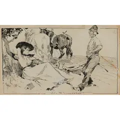 George Washington Lambert, The Ideal and the Real, ink on paper