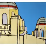 Jasper Knight, St Kilda Sea Baths 1931, 2017, enamel, gloss acrylic and gesso on linen