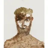 Bushranger by Sidney Nolan, c.1948, transfer with mixed media on paper, sold Feb 2024