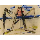 Sidney Nolan, Abstract, c.1939, monotype and oil on paper
