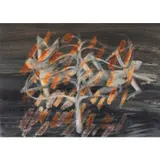 Lovers in a Tree by Sidney Nolan, c.1968, mixed media on paper, sold Feb 2024