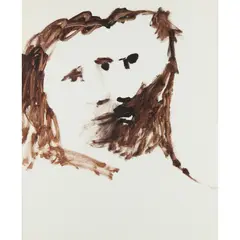 Two Faces by Sidney Nolan, c.1961, mixed media on paper, sold Feb 2024