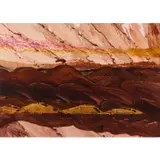 Australian Desert Landscape by Sidney Nolan, 1969, mixed media on paper, sold Feb 2024