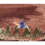 Horse Rider in the Mountains by Sidney Nolan, 1967, mixed media on paper, sold Feb 2024